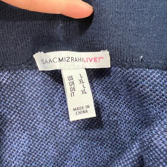 Isaac Mizrahi LIVE Jacquard Sweater Skirt with Side Slits Navy Floral Size Large - Picture 3 of 8
